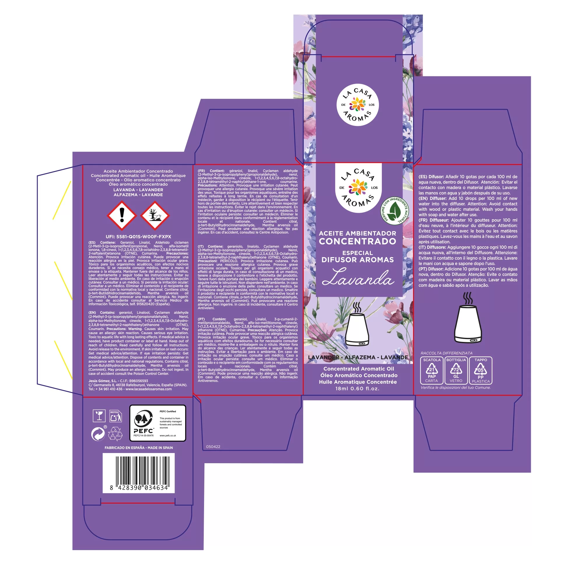 Aceite Aromático Concentrado Hidrosoluble Lavanda 18ml - Vista 2