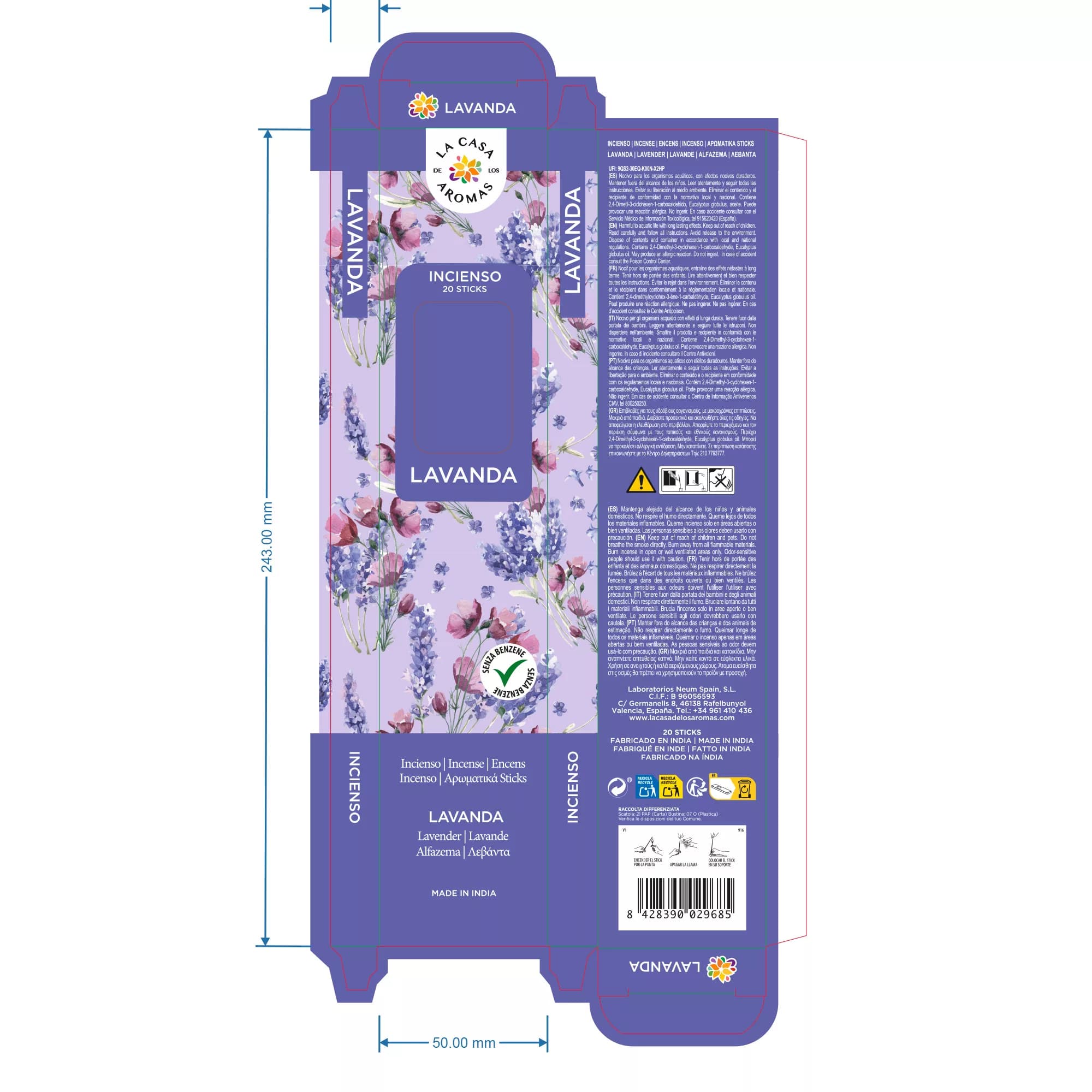 Pack 6 sets 20 sticks Incienso Lavanda - Vista 4