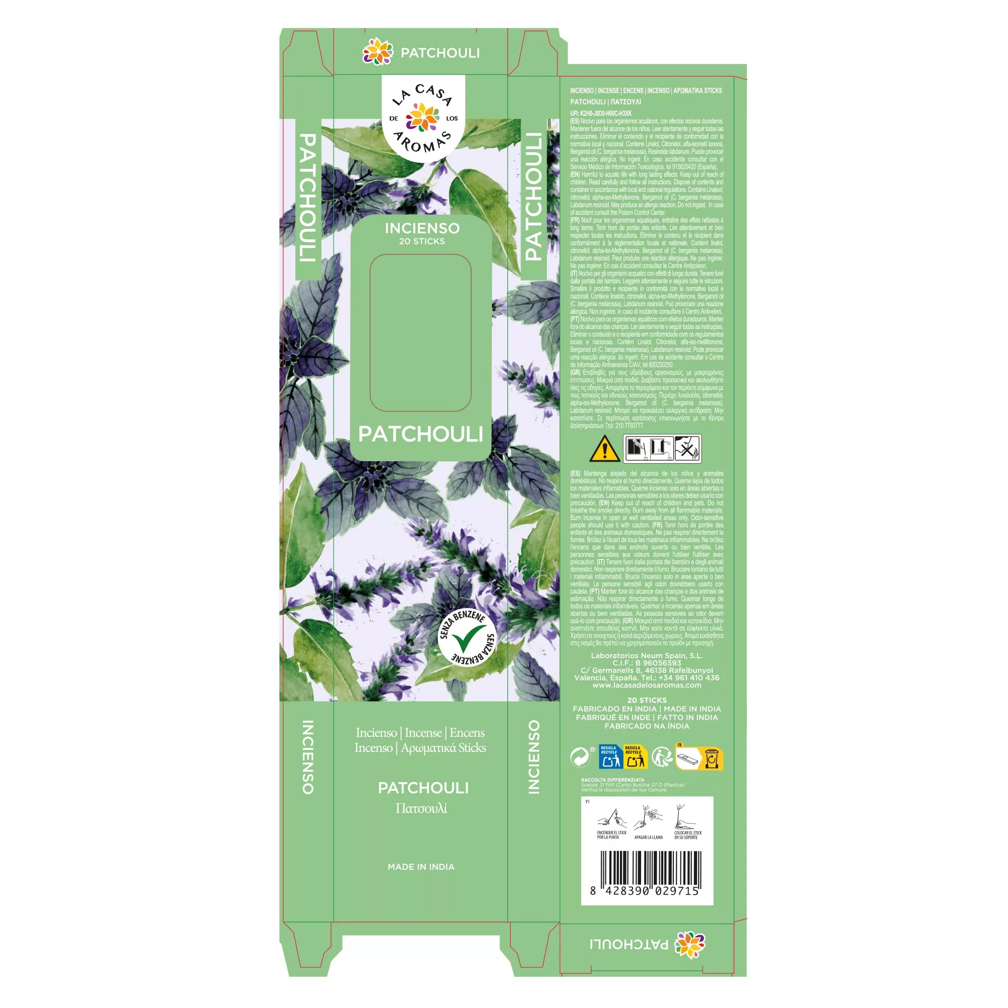 Pack 6 sets 20 sticks Incienso Patchouli - Vista 4