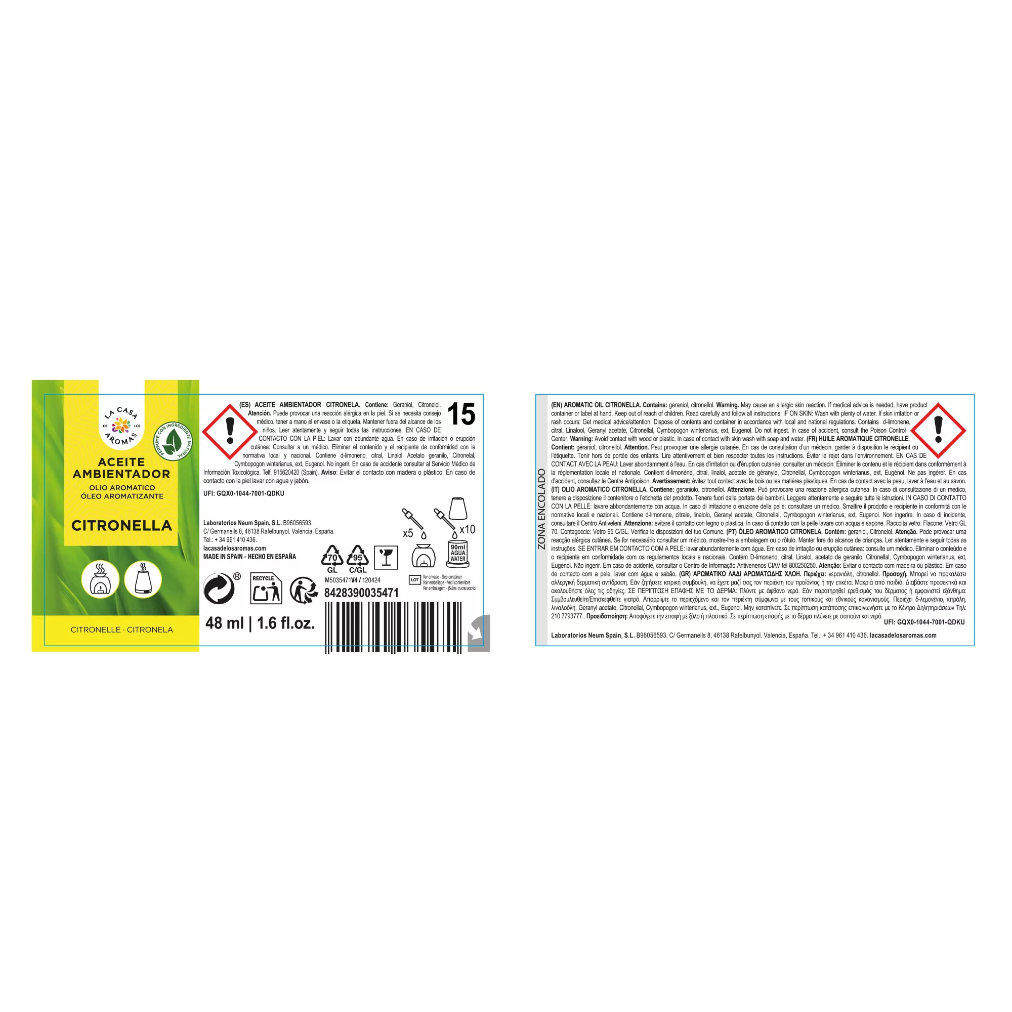 Aceite Esencial Citronela, Ambientador 48ml - Vista 2