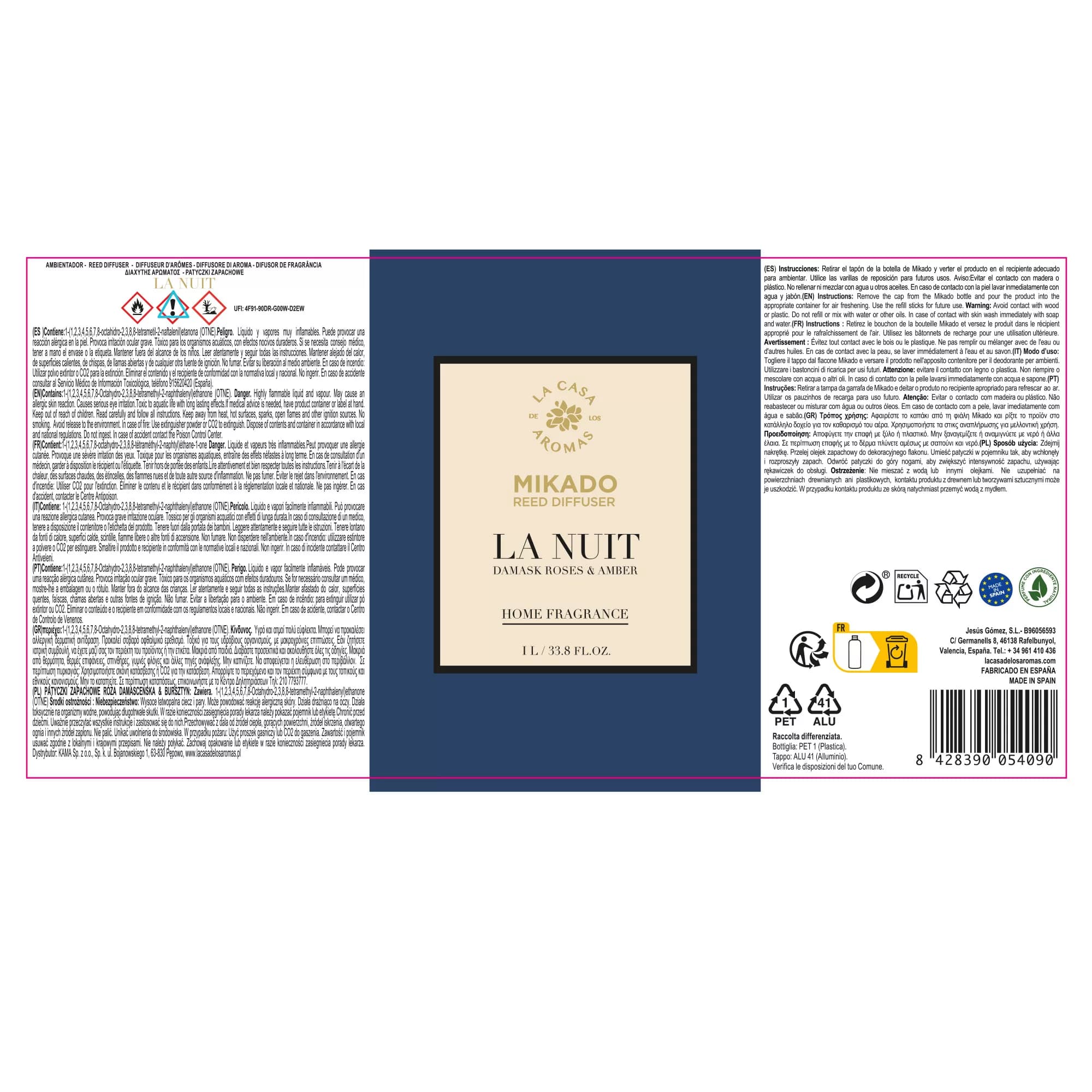 Mikado Reposición La Nuit Roses & Amber 1L - Vista 2