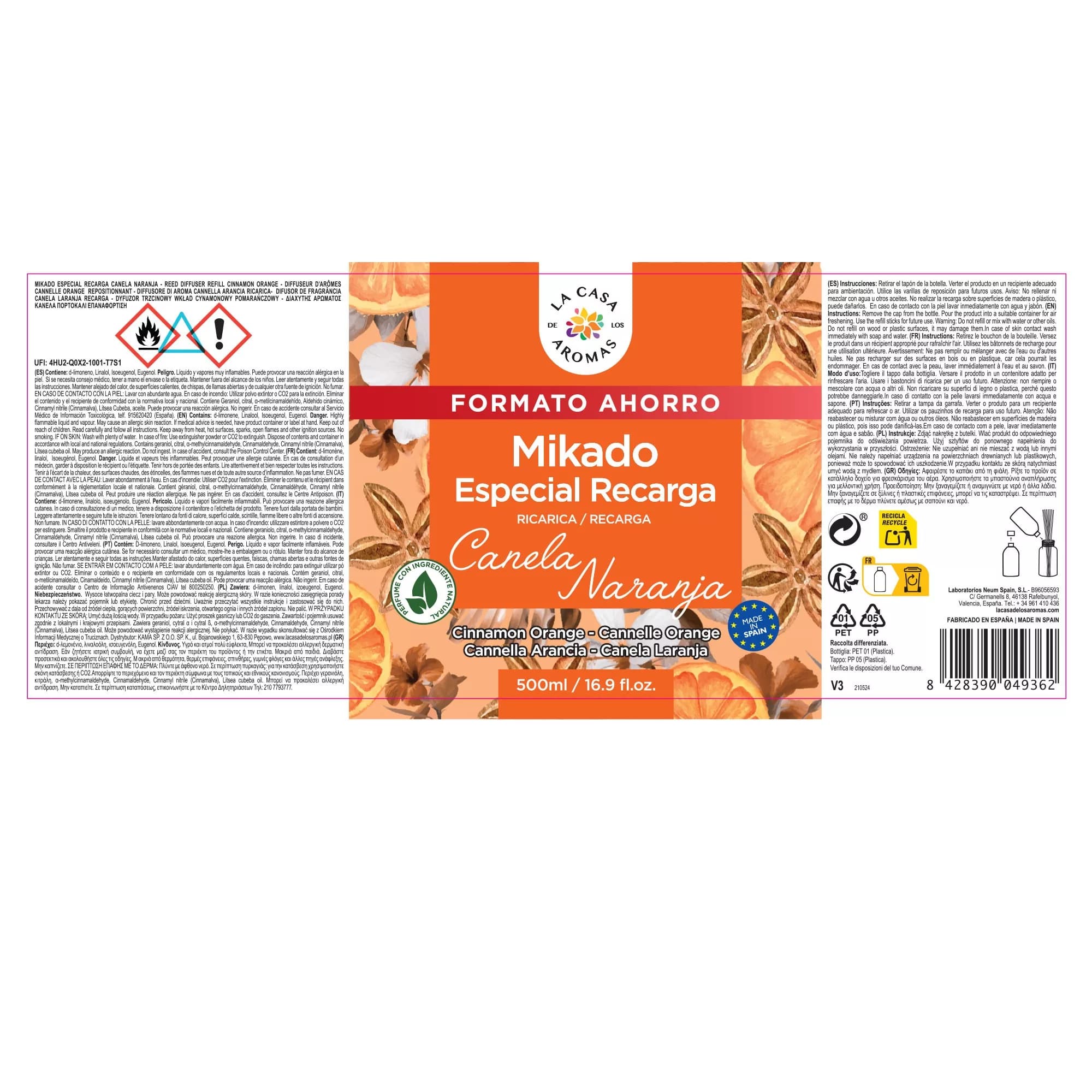 Ambientador Mikado Reposición Canela y Naranja - Vista 4