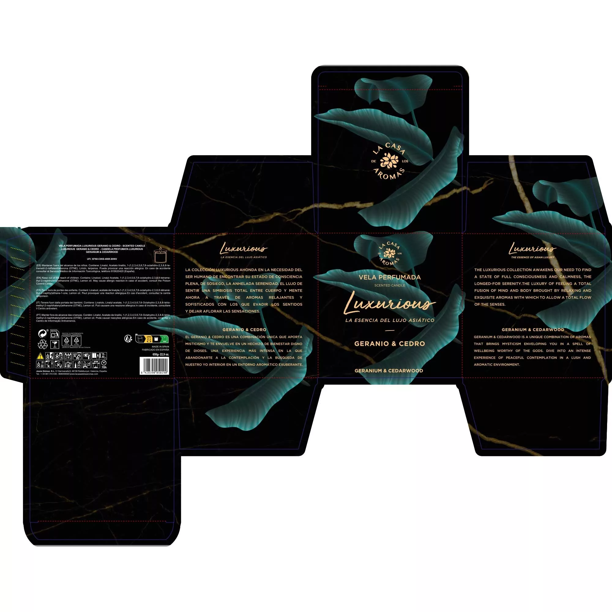 Vela Aromática Luxurious Geranio y Cedro, 650g - Vista 3