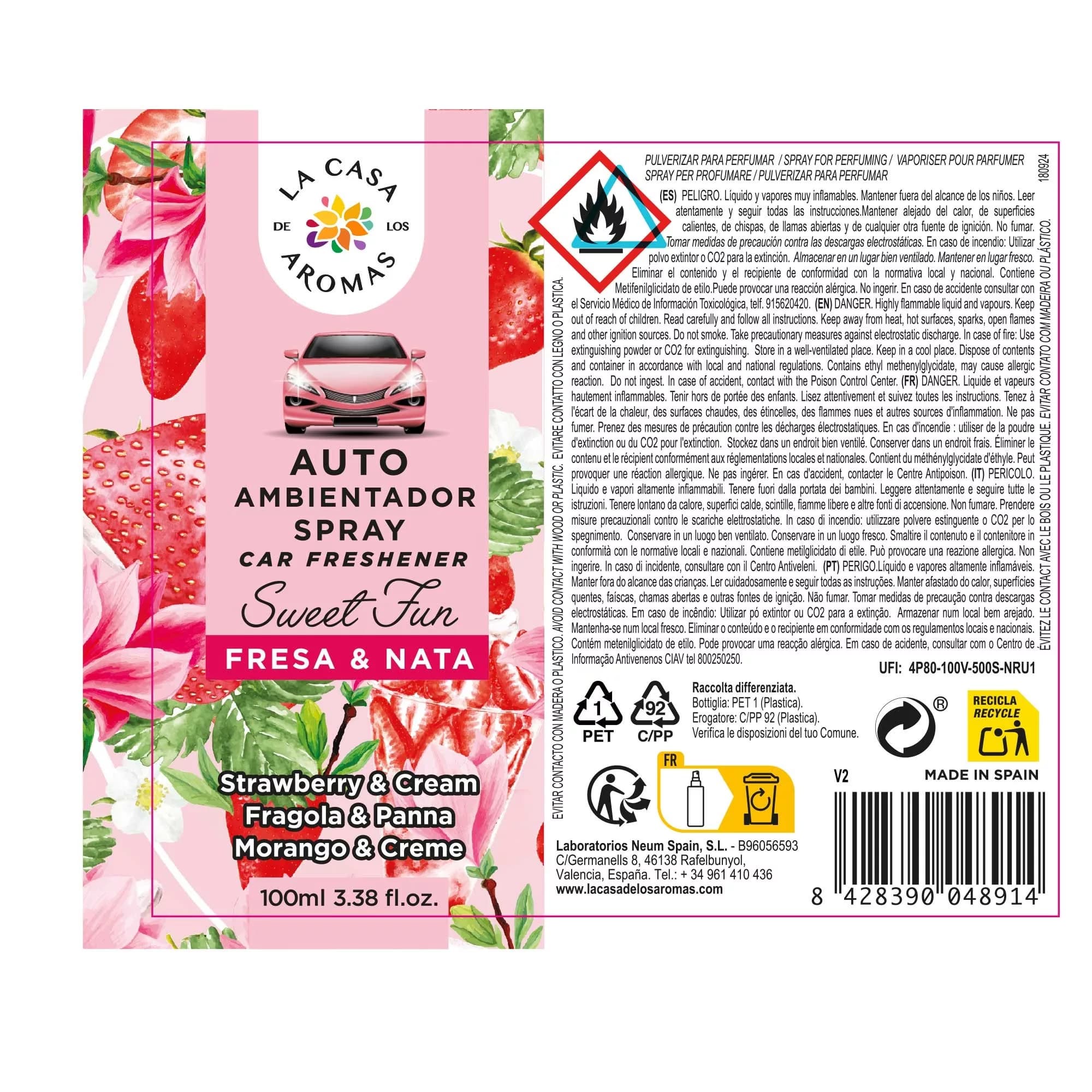 Ambientador de coche Spray Fresa & Nata 100ml - Vista 2