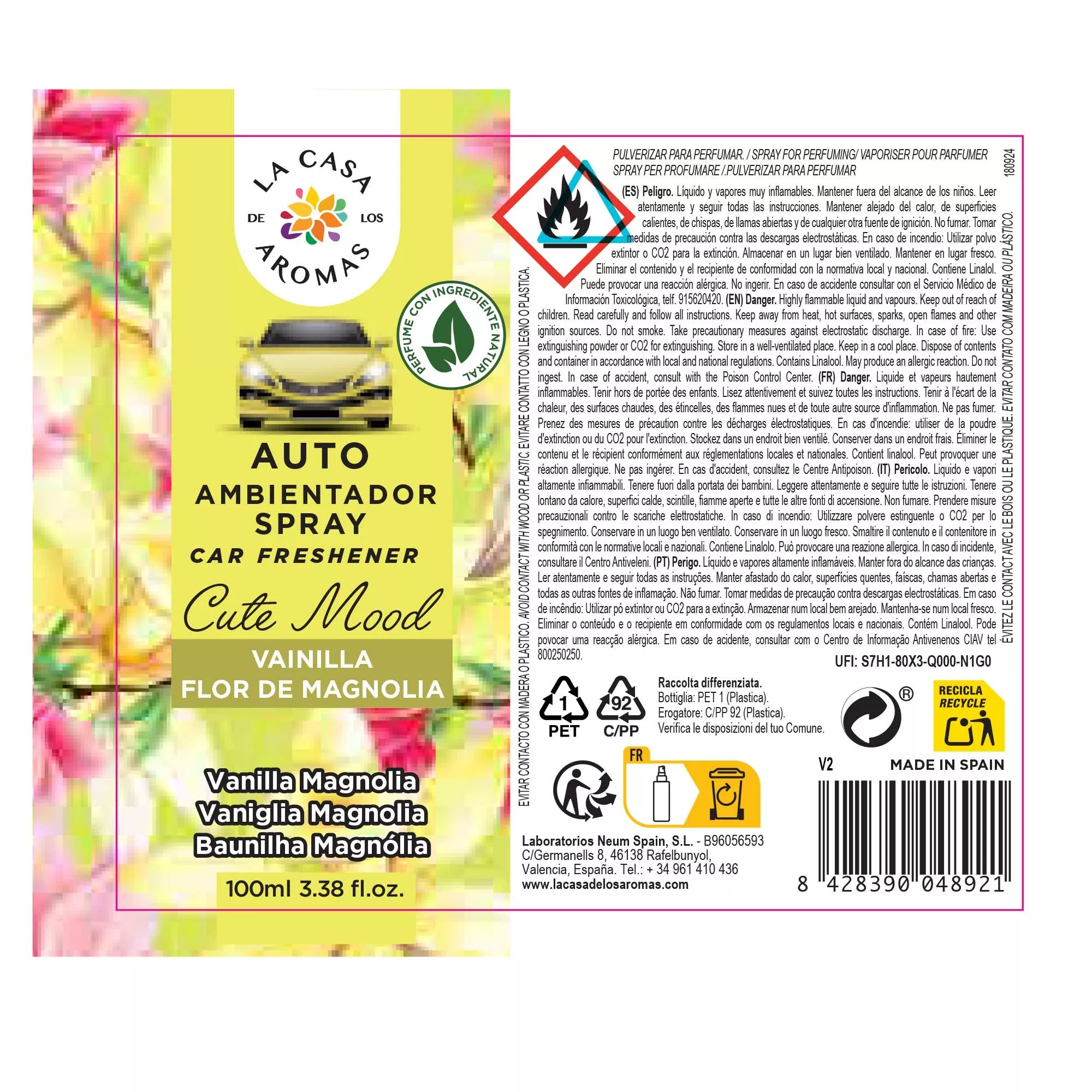 Ambientador de coche Spray Vainilla & Magnolia 100ml - Vista 2