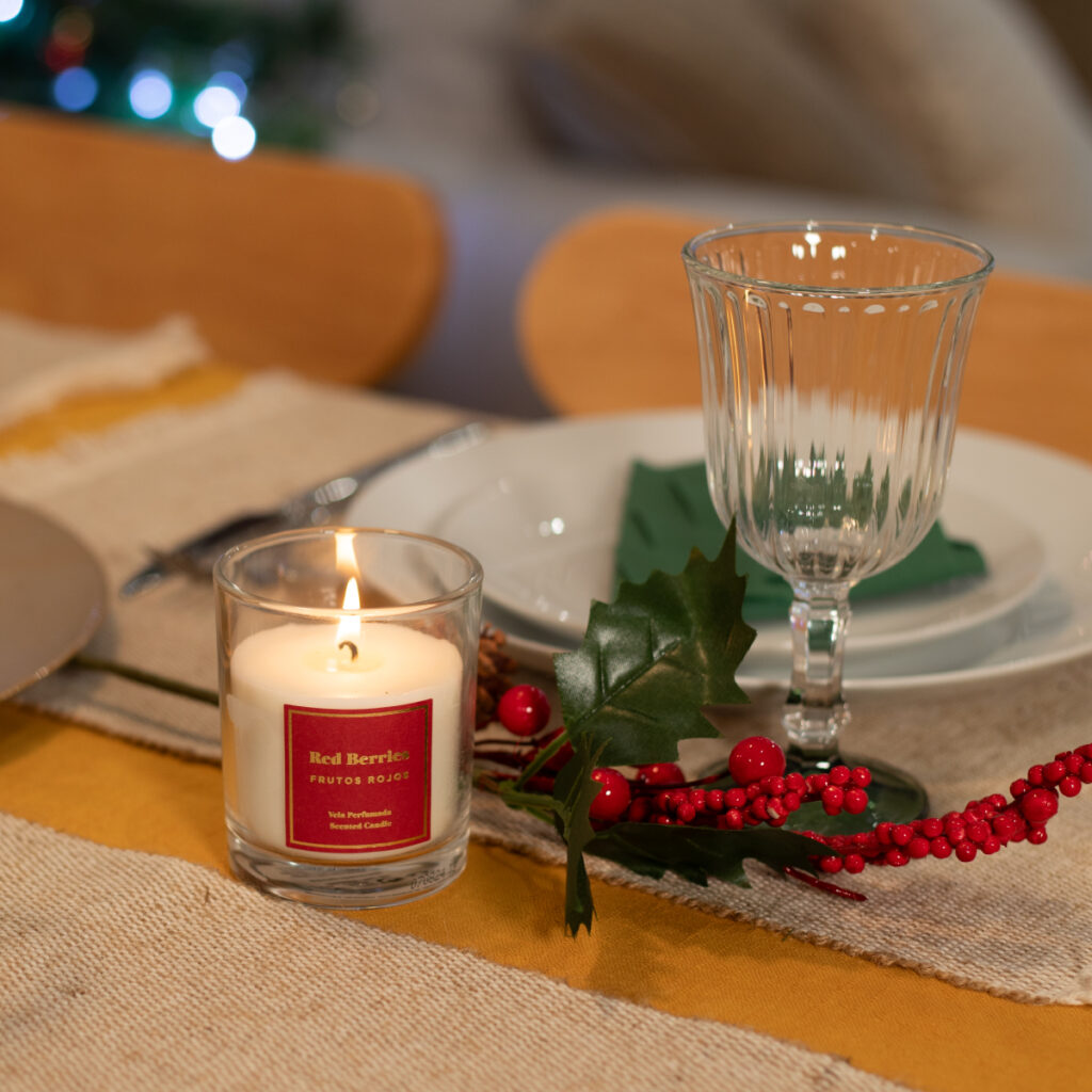 vela navidad red berries